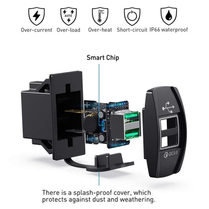 F3 Ship Type Car Dual USB Charger QC3.0 Fast Charge Switch Socket Modified 12V Car Charger(Green Light) - In Car by buy2fix | Online Shopping UK | buy2fix