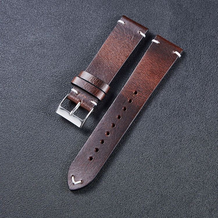 HB001 Color-Changing Retro Oil Wax Leather Universal Watch Band, Size: 18mm(Deep Brown) - 18mm Bands by buy2fix | Online Shopping UK | buy2fix