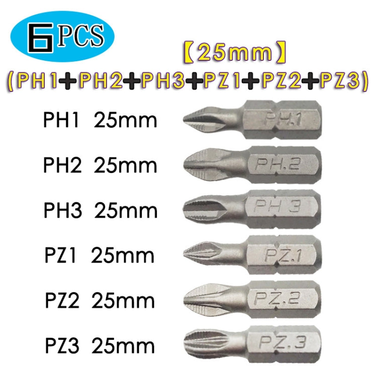 5 Sets 6 PCS 25mm Strong Magnetic Hand Drill Screwdriver Mouth Anti-Slip Screwdriver Bit - Drill & Drill Bits by buy2fix | Online Shopping UK | buy2fix