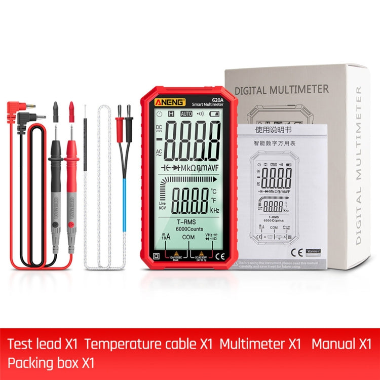 ANENG 620A Full Screen Smart Digital Multimeter(Red) - Consumer Electronics by ANENG | Online Shopping UK | buy2fix