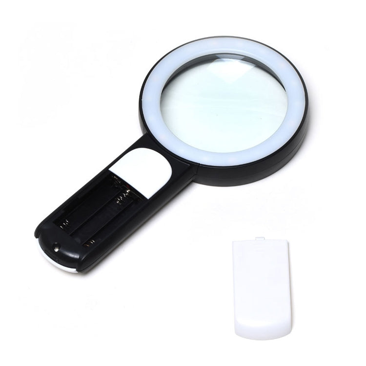 30 Times 18 LED Cool Warm Light HD Elderly Reading Repair Glass Magnifier(Black White) - Hand Held Style by buy2fix | Online Shopping UK | buy2fix