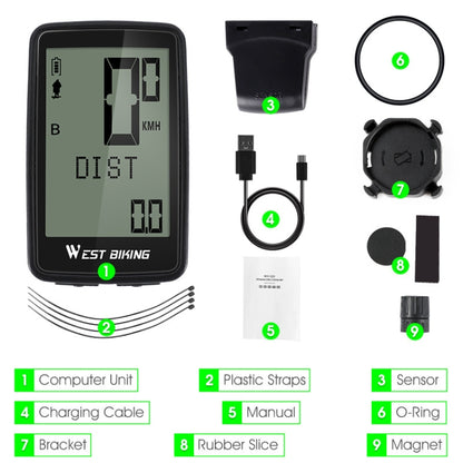 WEST BIKING Mountain Road Bike Five Language Code Table USB Riding Wireless Code Table Speedometer(Black) - Speedometers by WEST BIKING | Online Shopping UK | buy2fix