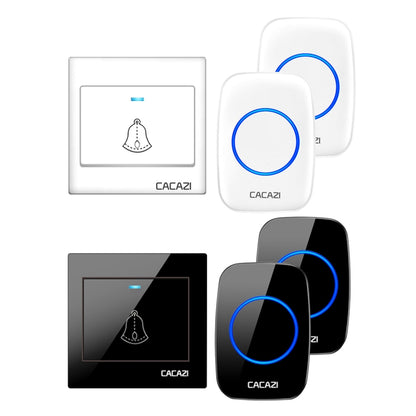 CACAZI H10 1 For 2 Home Wireless Music Doorbell without Battery, Plug:US Plug(Black) - Wireless Doorbell by CACAZI | Online Shopping UK | buy2fix