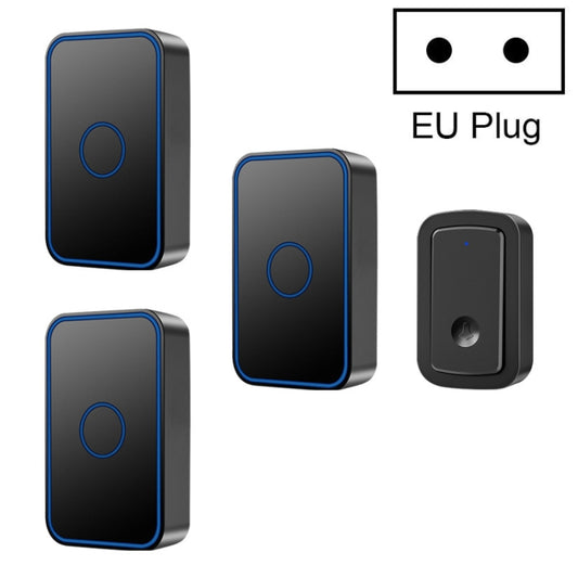 CACAZI  A19 1 For 3  Wireless Music Doorbell without Battery, EU Plug(Black) - Security by CACAZI | Online Shopping UK | buy2fix