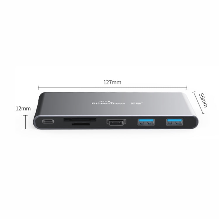 Blueendless Mobile Hard Disk Box Dock Type-C To HDMI USB3.1 Solid State Drive, Style: 6-in-1 (Support M.2 NGFF) - HDD Enclosure by Blueendless | Online Shopping UK | buy2fix