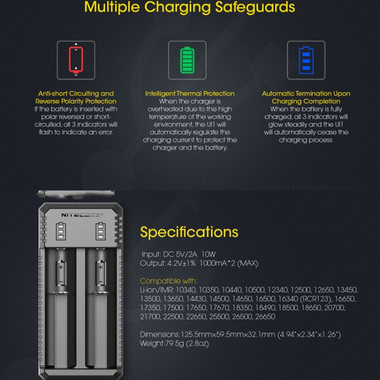 NITECORE Dual Slot Smart Charger(UI2) - Consumer Electronics by NITECORE | Online Shopping UK | buy2fix