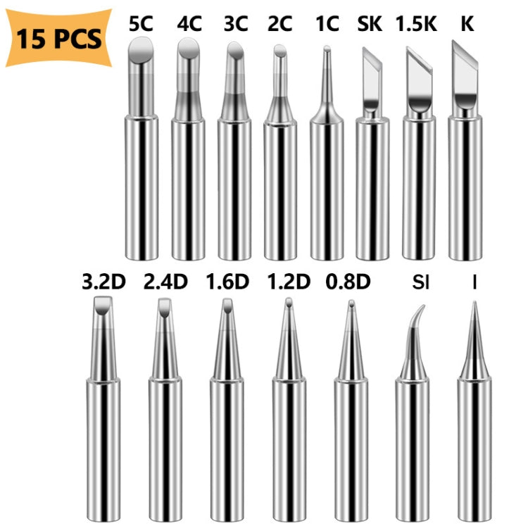 15 PCS / Set Soldering Tips 936 Soldering Station Pure Copper Soldering Iron Tips Lead-Free Soldering Iron Tips - Home & Garden by buy2fix | Online Shopping UK | buy2fix