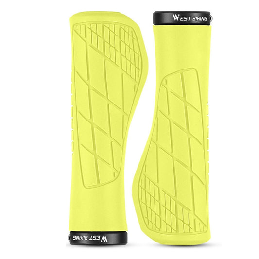 1 Pair WEST BIKING YP0804060 Bicycle Grips Mountain Bike Non-Slip Rubber Grips(Yellow) - Bicycle Grips by WEST BIKING | Online Shopping UK | buy2fix