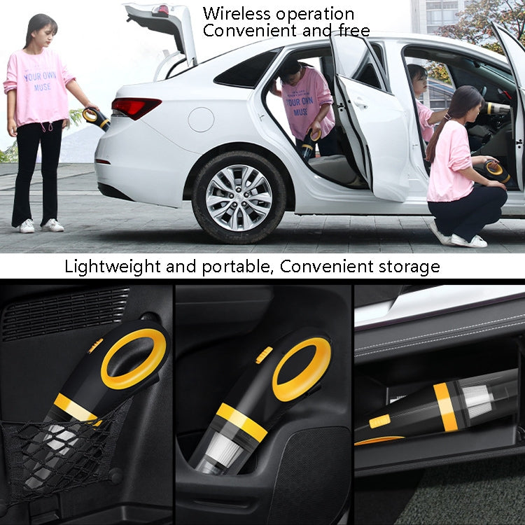 Car Vacuum Cleaner Wireless USB Charging High Power Small Handheld Vacuum Cleaner(Black Yellow) - In Car by buy2fix | Online Shopping UK | buy2fix