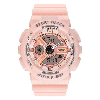 SANDA Outdoor Leisure Waterproof Multifunctional Luminous Electronic Watch(Sakurami Pink Woman) - Silicone Strap Watches by SANDA | Online Shopping UK | buy2fix