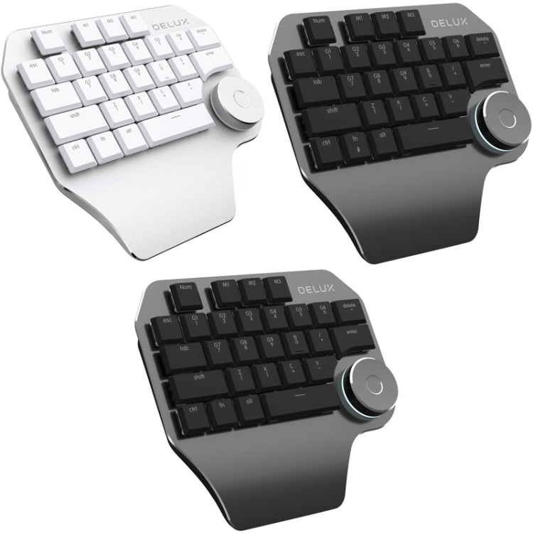 DELUX T11 29 Keys Single-Hand Keyboard Shortcut Key Speech Tool Flat Keyboard, Colour: Dark Grey - Wired Keyboard by DELUX | Online Shopping UK | buy2fix