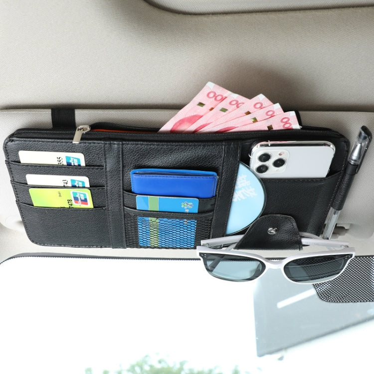 2 PCS Auto Sun Visor Card Clip Business Card Glasses Clip Zipper Car Mobile Phone Document Folder(Black) - In Car by buy2fix | Online Shopping UK | buy2fix