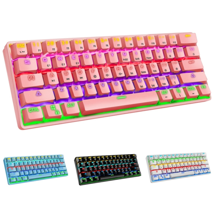 LEAVEN K28 61 Keys Gaming Office Computer RGB Wireless Bluetooth + Wired Dual Mode Mechanical Keyboard, Cabel Length:1.5m, Colour: Tea Axis (White) - Wireless Keyboard by LEAVEN | Online Shopping UK | buy2fix
