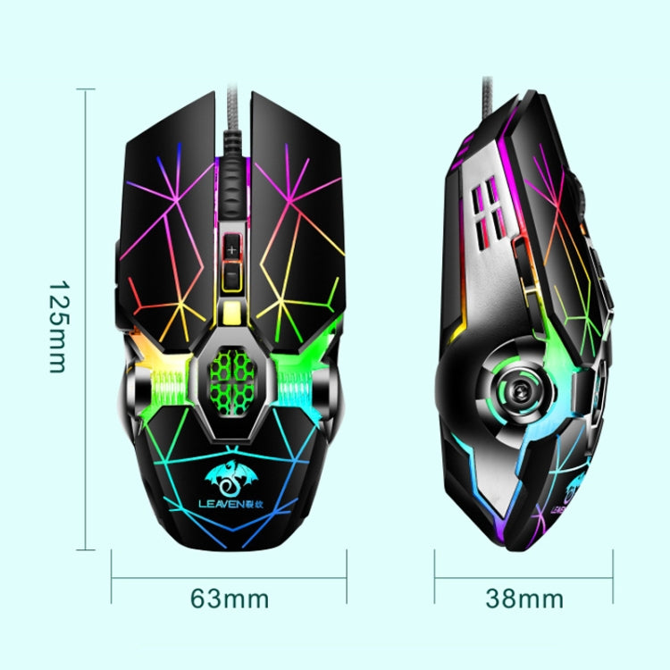 LEAVEN 7 Keys 4000DPI USB Wired Computer Office Luminous RGB Mechanical Gaming Mouse, Cabel Length:1.5m, Colour: S30 Black - Wired Mice by LEAVEN | Online Shopping UK | buy2fix