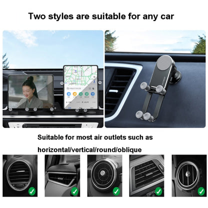 Oatsbasf Car Gravity Metal Bracket Scalable and Stable Mobile Phone Bracket Folding Screen Mobile Phone Exclusive Car Bracket(Outlet Silver) - In Car by Oatsbasf | Online Shopping UK | buy2fix