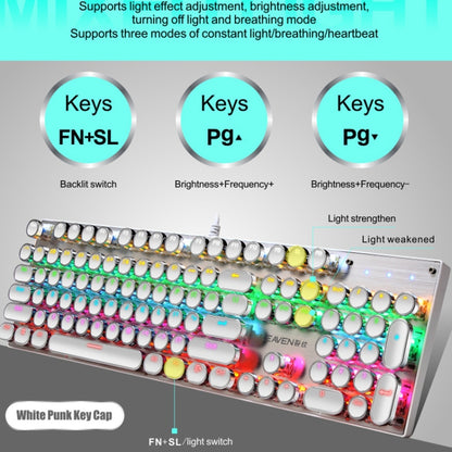 104 Keys Green Shaft RGB Luminous Keyboard Computer Game USB Wired Metal Mechanical Keyboard, Cabel Length:1.5m, Style: Punk Word Through Version (White) - Wired Keyboard by buy2fix | Online Shopping UK | buy2fix