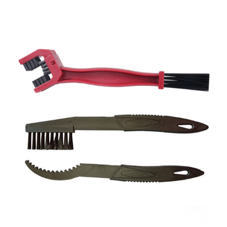 5 Set BG-7168 Bicycle And Motorcycle Cleaning Brush Three-Sided Chain Brush, Colour: Red + Small Brush - Outdoor & Sports by buy2fix | Online Shopping UK | buy2fix