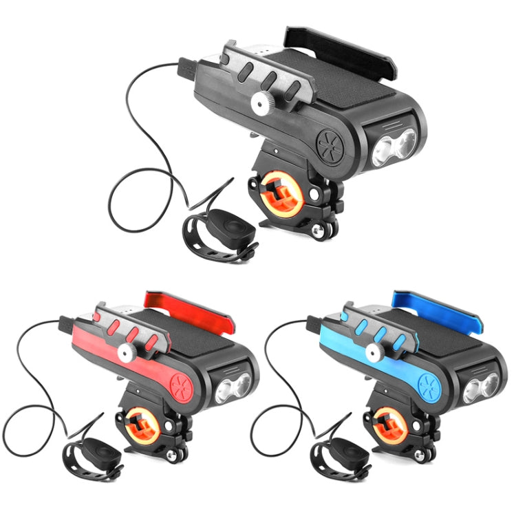 BG-2021 Bicycle Front Light 4 In 1 Mobile Phone Holder Horn Light Mountain Bike Front Light, Colour: 4000 MAH Blue - Headlights by buy2fix | Online Shopping UK | buy2fix