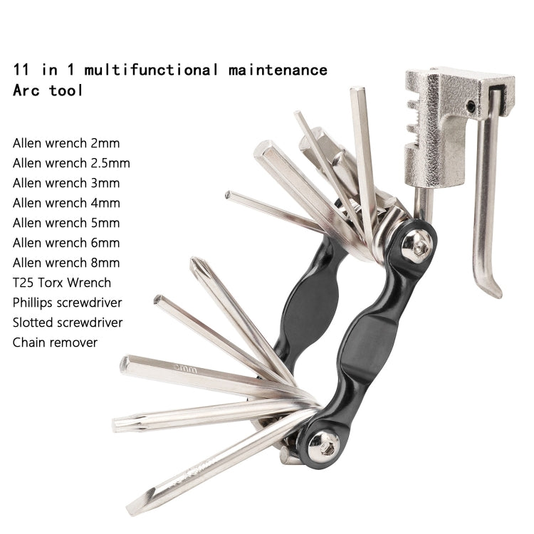 2 PCS BG-9835D Bicycle Multi-Function Maintenance Curved 11 In 1 Tool Mountain Highway Bike With Interception Machine Combination Tool(silver) - Outdoor & Sports by buy2fix | Online Shopping UK | buy2fix
