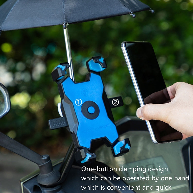 CYCLINGBOX Bicycle Mobile Phone Bracket With Parasol Rider Mobile Phone Frame, Style: Rearview Mirror Installation (Red) - Holders by CYCLINGBOX | Online Shopping UK | buy2fix