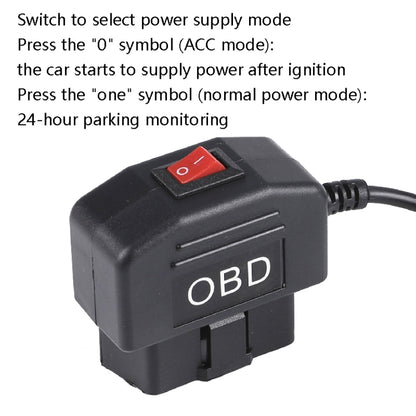 H508 OBD Car Charger Driving Recorder Power Cord 12/24V To 5V With Switch Low Pressure Protection Line, Specification: Micro Straight - In Car by buy2fix | Online Shopping UK | buy2fix