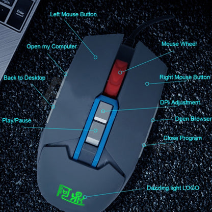 MOS9T 9 Keys 1600DPI Custom Mouse Built-in U Disk + Temperature Humidity Sensor, Cable Length: 2m - Wired Mice by buy2fix | Online Shopping UK | buy2fix