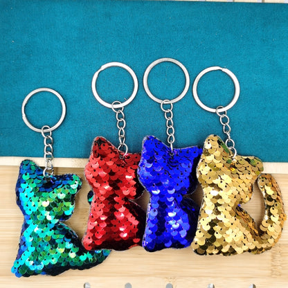 10 PCS PET Sequins Reflective Cat Keychain Bag Car Pendant, Colour: Sky Blue - In Car by buy2fix | Online Shopping UK | buy2fix