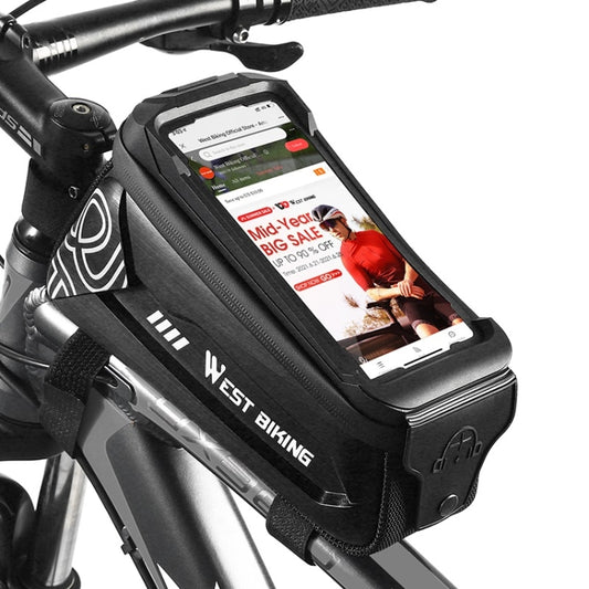 WEST BIKING 2.5L Bicycle Front Beam Mobile Phone Touch Screen Hard Shell Bag(Black) - Bicycle Bags by WEST BIKING | Online Shopping UK | buy2fix