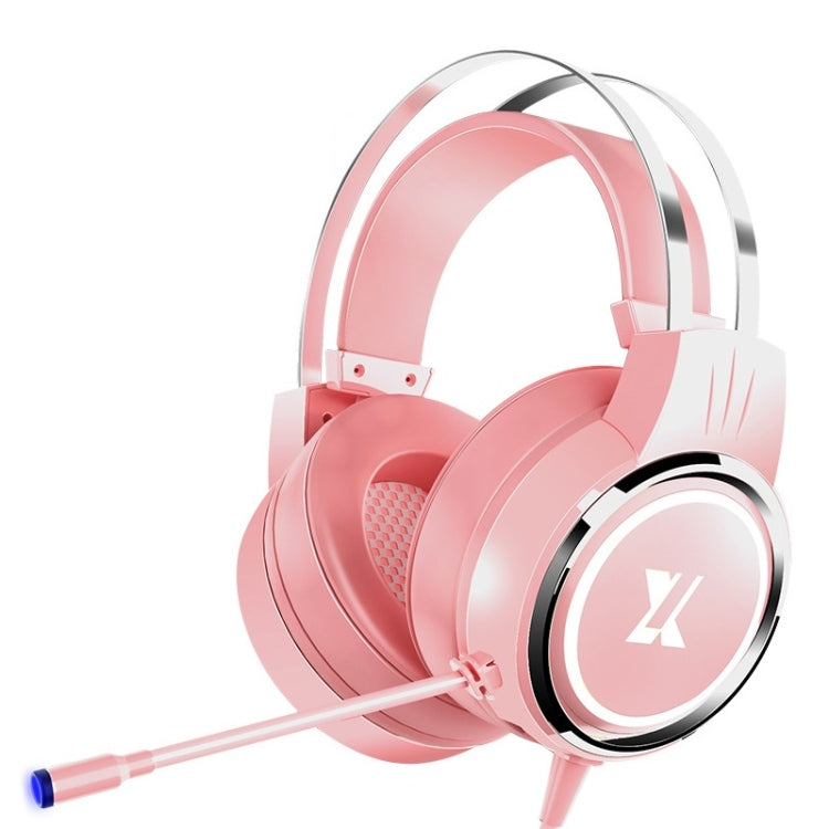 Heir Audio Head-Mounted Gaming Wired Headset With Microphone, Colour: X8 Mobile / Notebook Upgrade (Pink) - Multimedia Headset by Heir Audio | Online Shopping UK | buy2fix