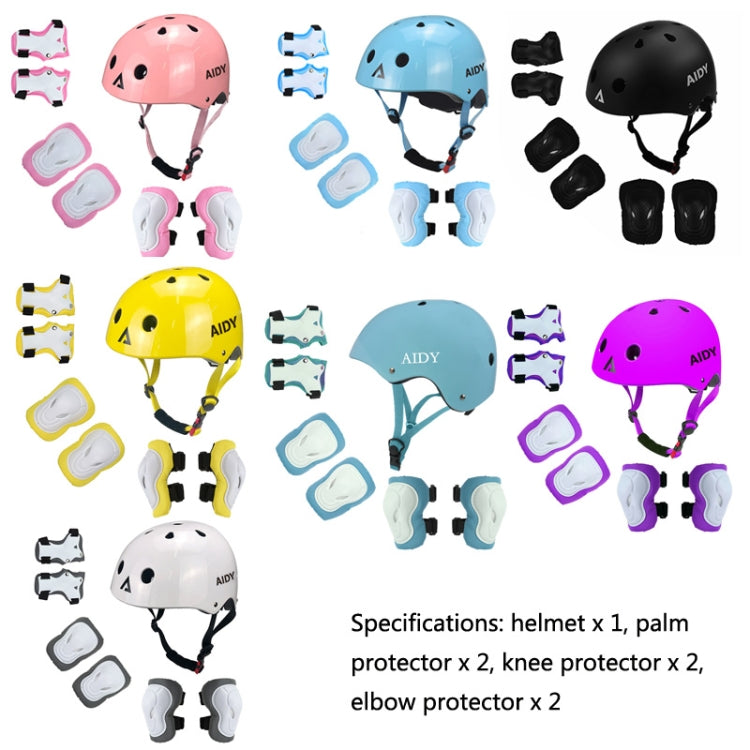 AIDY 7 In 1 Children Roller Skating Sports Protective Gear Set(Bright White) - Protective Helmet & Masks by buy2fix | Online Shopping UK | buy2fix