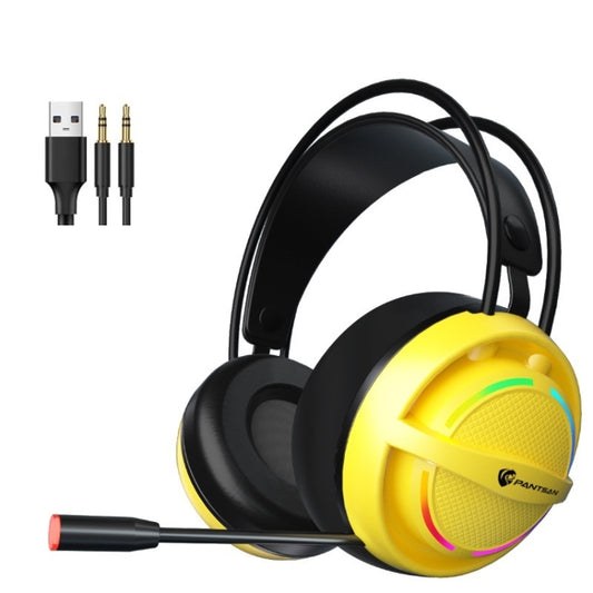 PANTSAN PSH-100 USB Wired Gaming Earphone Headset with Microphone, Colour: 3.5mm Yellow - Multimedia Headset by PANTSAN | Online Shopping UK | buy2fix
