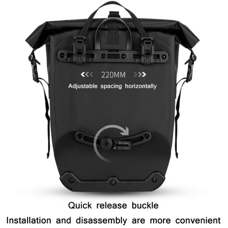 WEST BIKING 25L Mountain Bike Shelf Waterproof Reflective Camel Bag(Black) - Bicycle Bags by WEST BIKING | Online Shopping UK | buy2fix