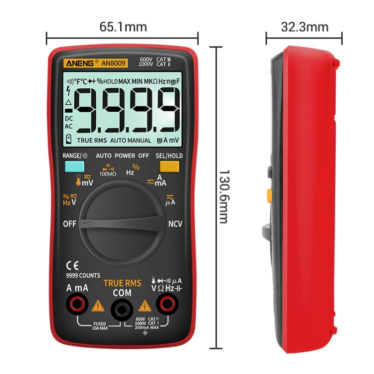 ANENG AN8009 NVC Digital Display Multimeter, Specification: Standard(Orange) - Current & Voltage Tester by ANENG | Online Shopping UK | buy2fix