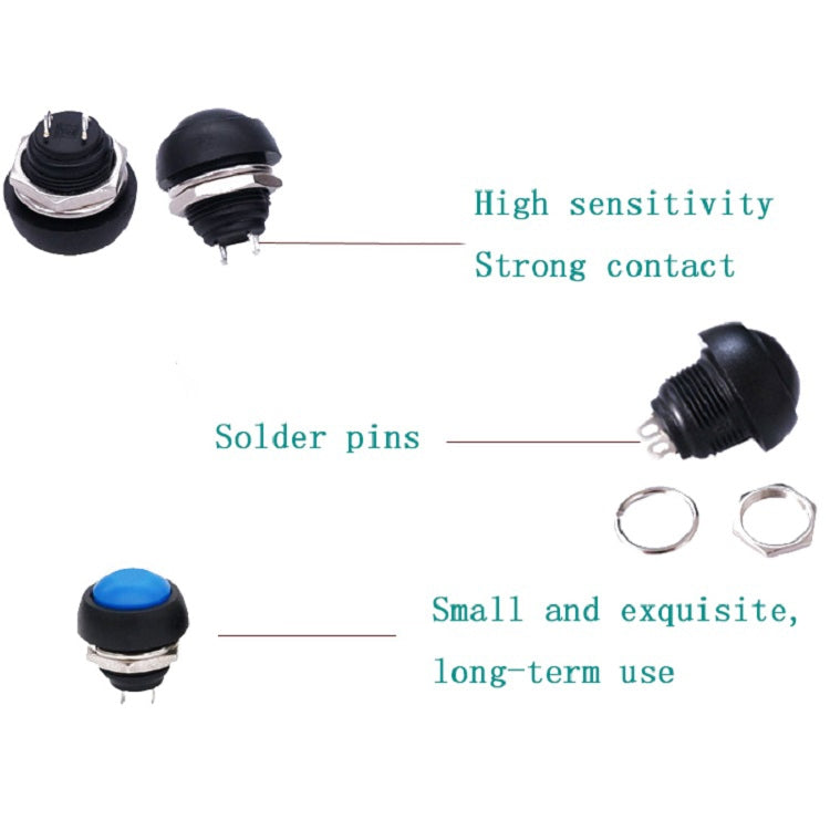 10 PCS Small Waterproof Self-Reset Button Switch(Blue) - Consumer Electronics by buy2fix | Online Shopping UK | buy2fix