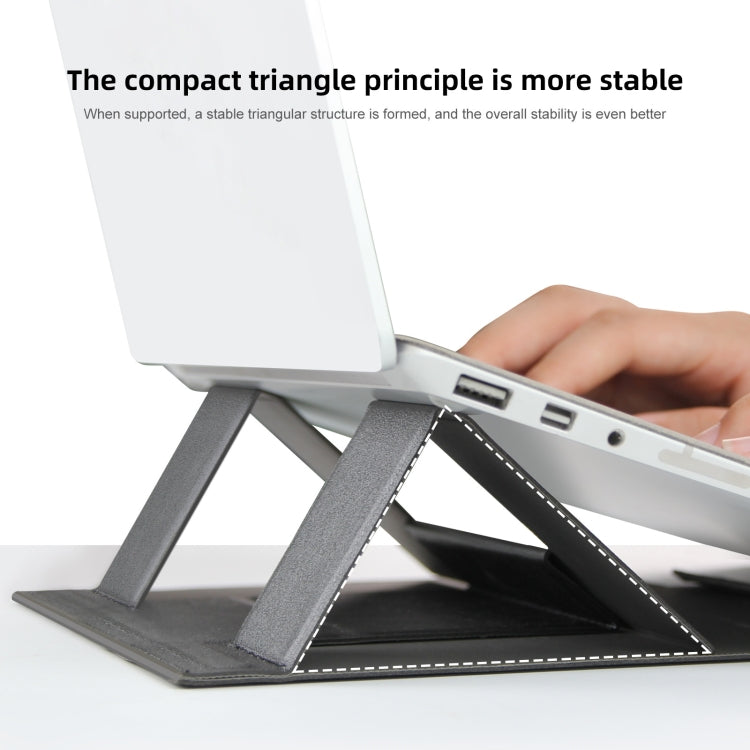 Laptop Leather Folding Stand Tablet Phone Holder(Silver Gray) - Computer & Networking by buy2fix | Online Shopping UK | buy2fix