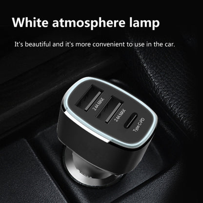 QIAKEY GT690C Dual USB + USB-C / Type-C Aluminum Alloy Three-Hole Car Charger(Black) - Car Charger by QIAKEY | Online Shopping UK | buy2fix