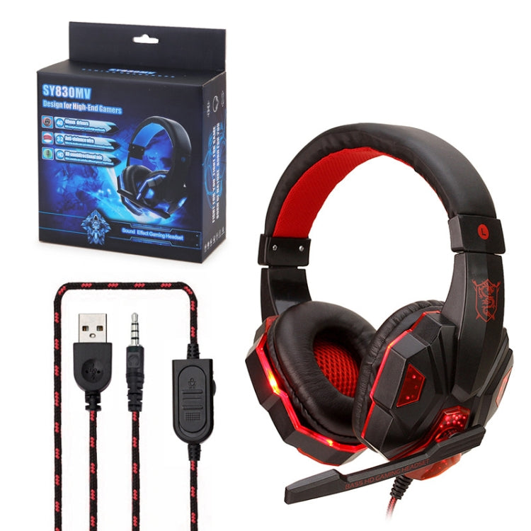 Soyto SY830 Computer Games Luminous Wired Headset, Color: For PC (Black Red) - Multimedia Headset by Soyto | Online Shopping UK | buy2fix