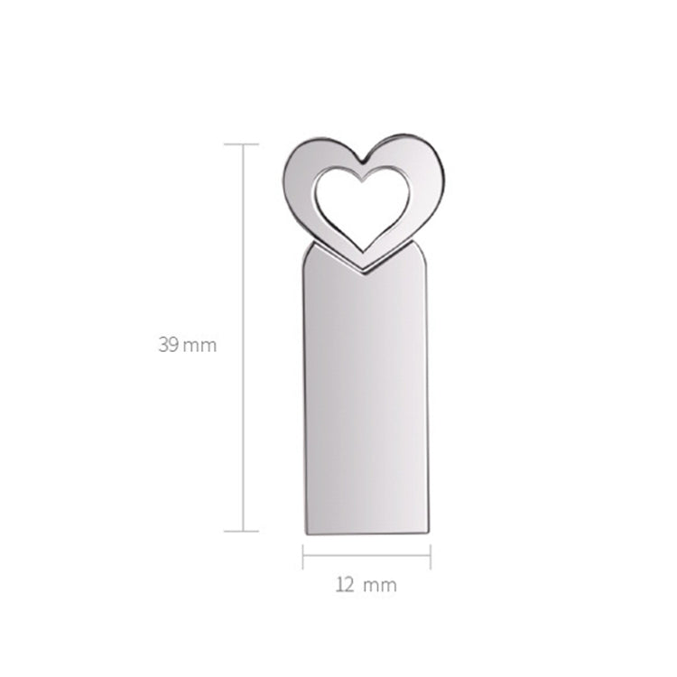 Zshqu2 Heart-Shaped USB 2.0 High Speed Metal USB Flash Drives, Capacity: 128GB(White) - USB Flash Drives by buy2fix | Online Shopping UK | buy2fix