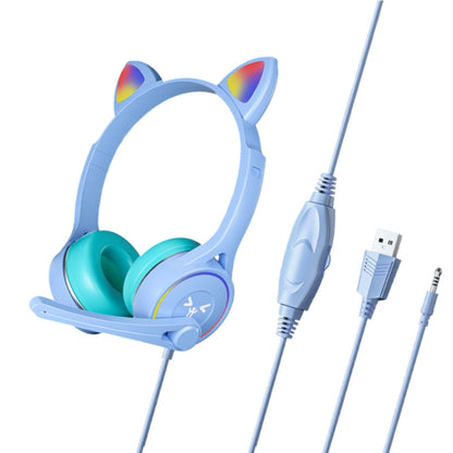 Soyto SY-G30 Cat Ear Computer Headset, Style: Lighting Version (Light Blue) - Multimedia Headset by Soyto | Online Shopping UK | buy2fix