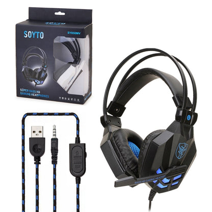 Soyto SY850MV Luminous Gaming Computer Headset For USB (Red Blue) - Multimedia Headset by Soyto | Online Shopping UK | buy2fix