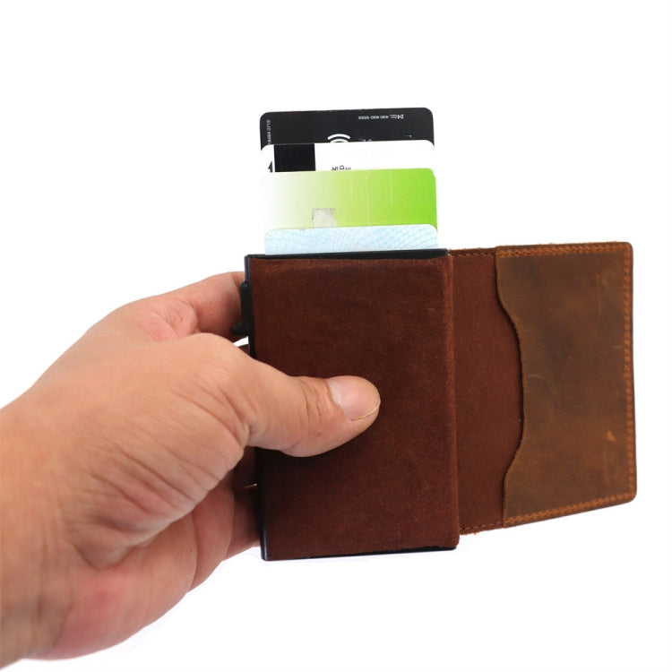 Anti-Theft Positioning Wallet Men Card Holder Mini Wallets For Airtag(Cowhide Brown) - Home & Garden by buy2fix | Online Shopping UK | buy2fix