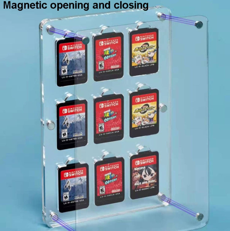 9 Grid Transparent Crystal Magnetic Game Card Storage Box For Switch - Cases by buy2fix | Online Shopping UK | buy2fix