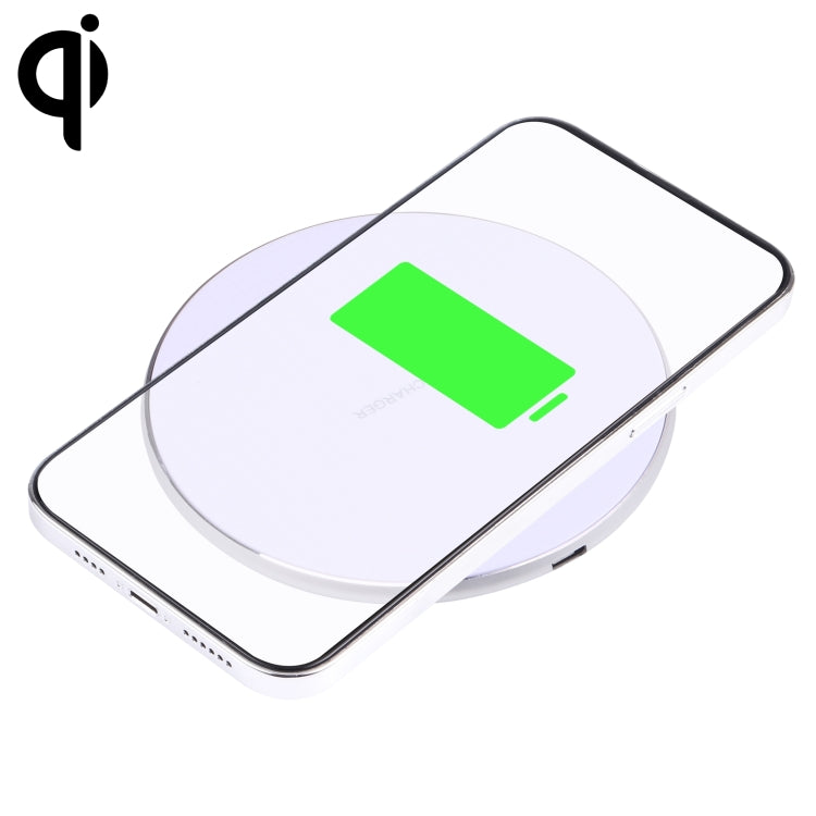 Q25 15W Plaid Pattern Desktop Metal Round Wireless Charger(White) - Apple Accessories by buy2fix | Online Shopping UK | buy2fix