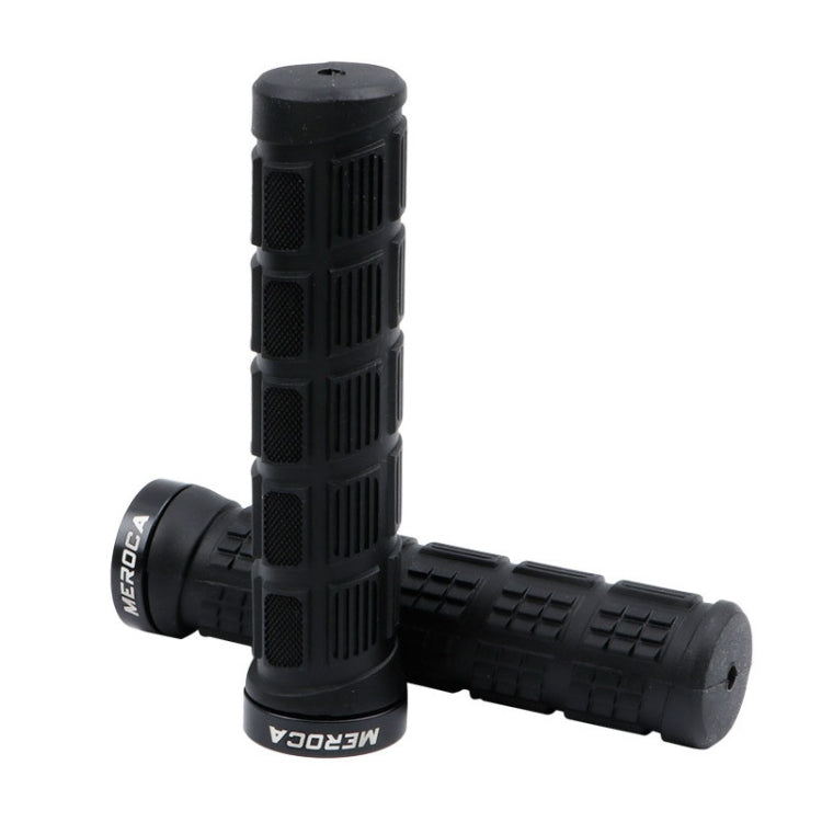 MEROCA Mountain Bike Anti-slip Shock Absorber Riding Grip Cover, Style: One Side Lock ME38 Black - Bicycle Grips by MEROCA | Online Shopping UK | buy2fix