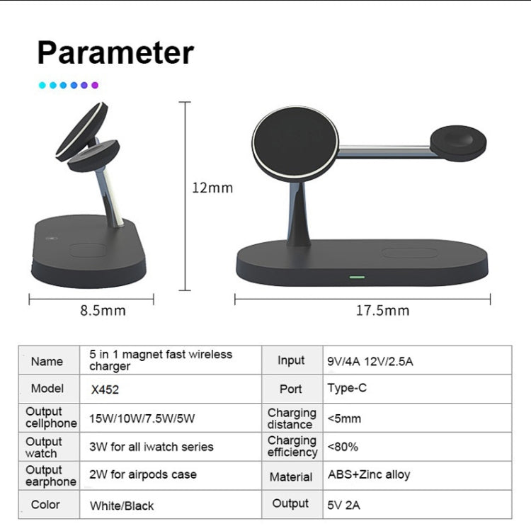 X452 3 in 1 Multifunctional 15W Wireless Charger with Night Light Function(White) - Apple Accessories by buy2fix | Online Shopping UK | buy2fix