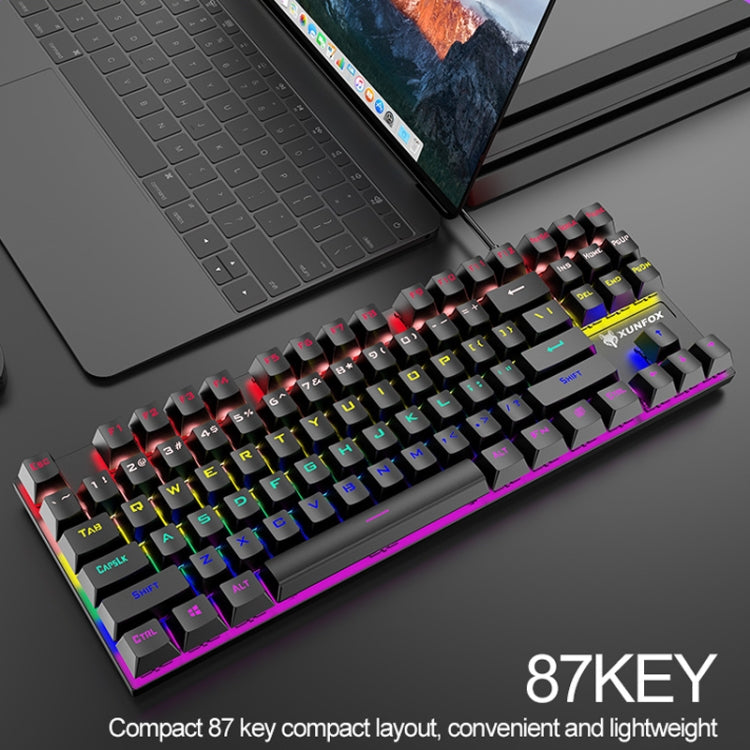 XUNFOX K80 87 Keys Wired Gaming Mechanical Illuminated Keyboard, Cable Length:1.5m(Yellow White) - Wired Keyboard by XUNFOX | Online Shopping UK | buy2fix