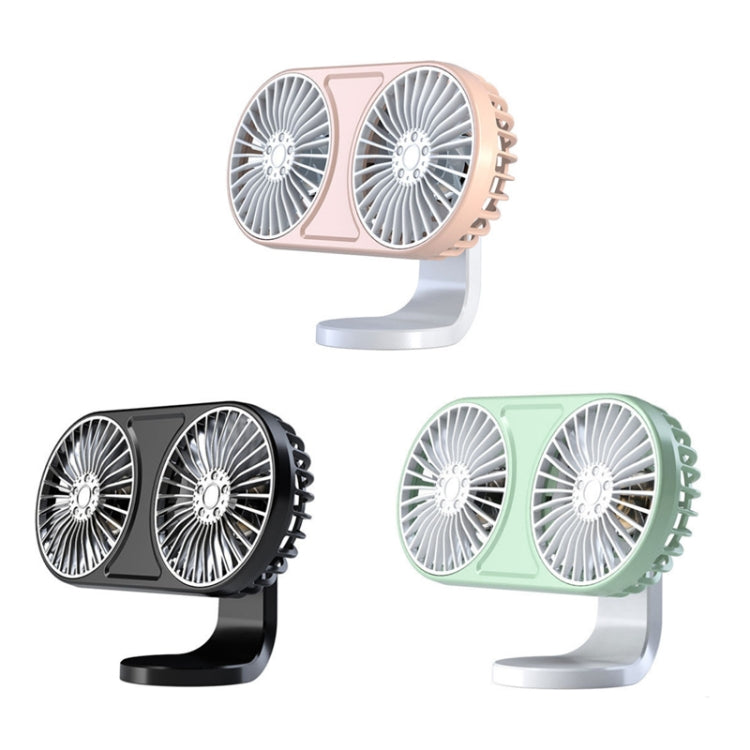 F211 Car Double Head With Led Electric Fan Car Air Outlet Instrument Panel USB Mini Fan(Pink) - In Car by buy2fix | Online Shopping UK | buy2fix