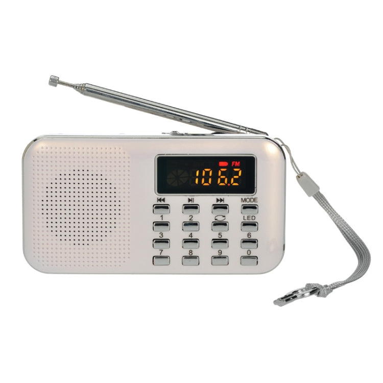 L-218AM  MP3 Radio Speaker Player Support TF Card USB with LED Flashlight Function(White) - Consumer Electronics by buy2fix | Online Shopping UK | buy2fix