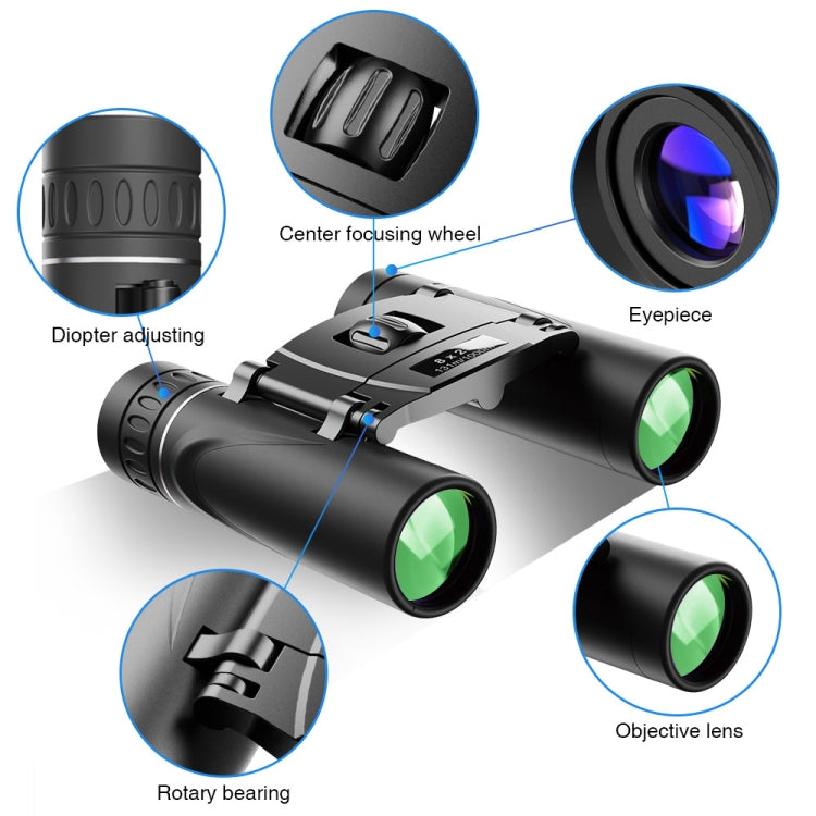 APEXEL 8 x 21 Zoom Binoculars Telephoto 3000m Long Distance Foldable HD Mini Telescope(Black) - Binoculars by APEXEL | Online Shopping UK | buy2fix