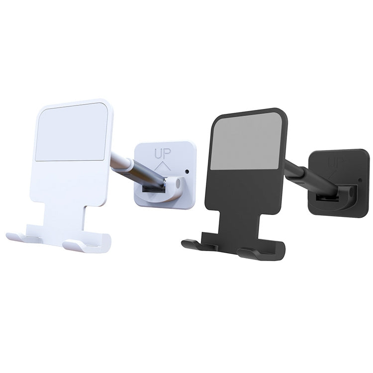 2 PCS T11 Wall Paste Mobile Phone Bracket Foldable Lift Bathroom Kitchen Wall Bracket(Black) - Hand-Sticking Bracket by buy2fix | Online Shopping UK | buy2fix